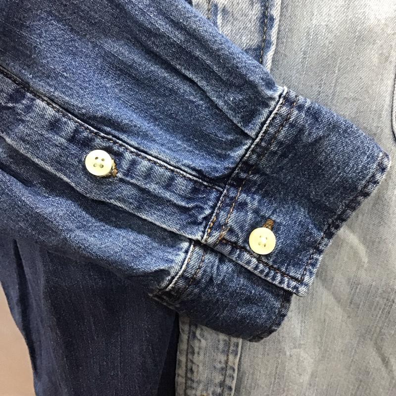 古着 USED シャツ、ブラウス 長袖 長袖シャツ デニムシャツ カジュアルシャツ カラーシャツ L 無地 インディゴ / インディゴ /  メンズ USED 古着 中古 10117453