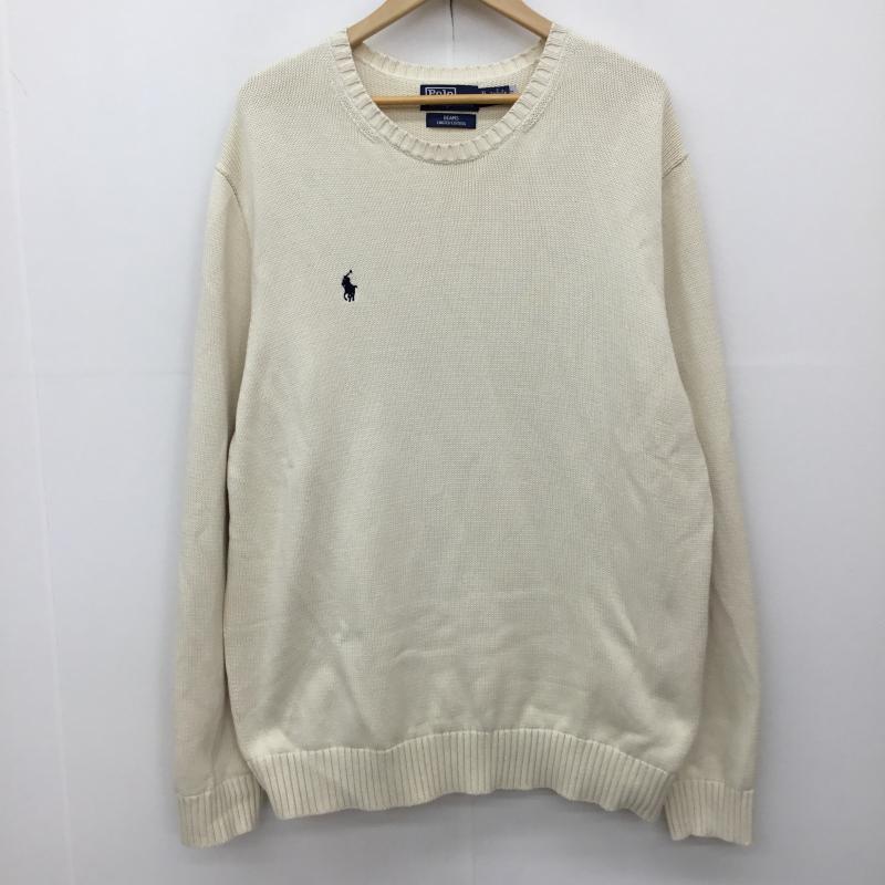 ポロラルフローレン POLO RALPH LAUREN ニット、セーター 長袖 BEAMS別注 XL ワンポイント X 刺繍 アイボリー / アイボリー /  メンズ USED 古着 中古 10142310