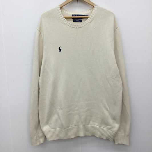 ポロラルフローレン POLO RALPH LAUREN ニット、セーター 長袖 BEAMS別注 XL ワンポイント X 刺繍 アイボリー / アイボリー /  メンズ USED 古着 中古 10142310