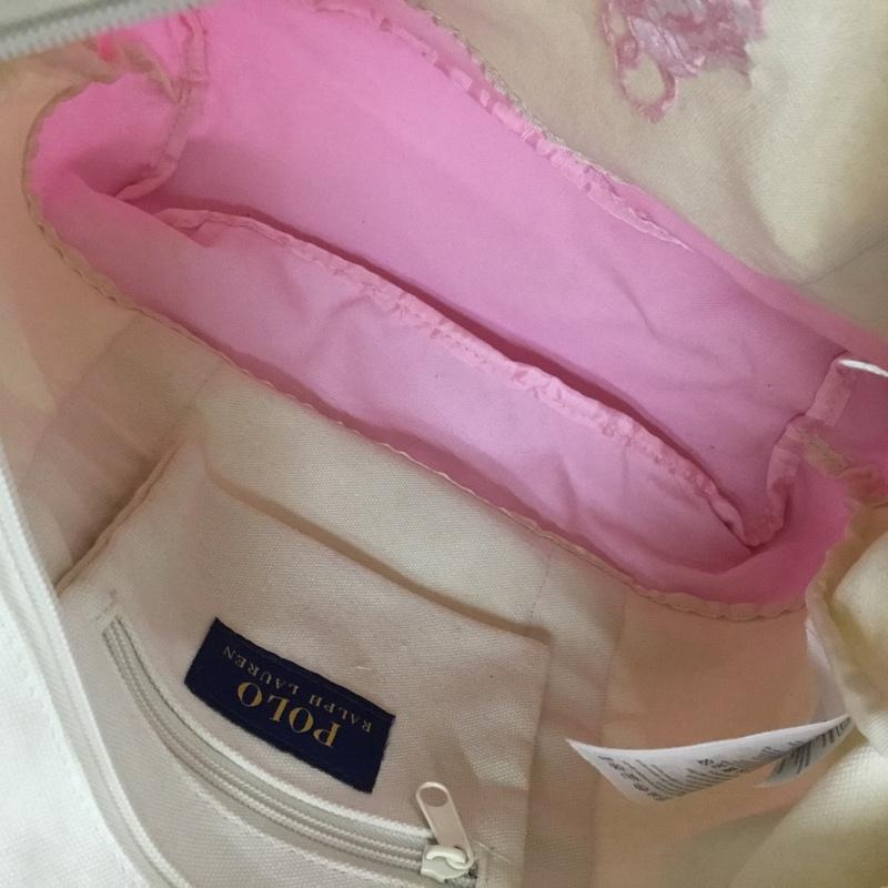 ポロラルフローレン POLO RALPH LAUREN トートバッグ トートバッグ 9AR023-W2Q-322 ショルダー 2WAY コットン ワンポイント 桃 / ピンク / X アイボリー / アイボリー /  レディース USED 古着 中古 10142096