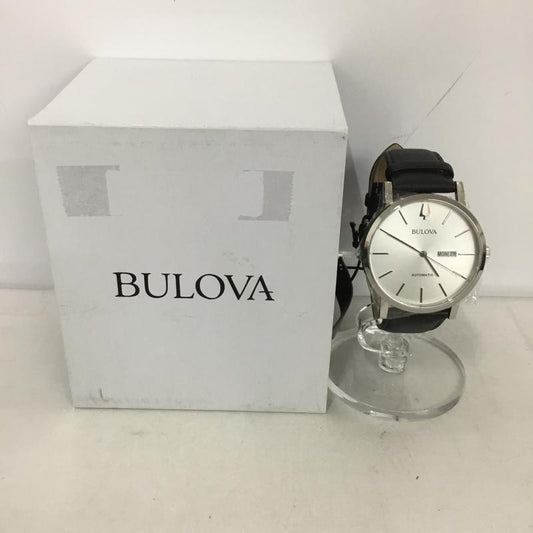 ブローバ BULOVA 腕時計 アナログ（自動巻き） 96C130 箱有 レザーベルト ロゴ、文字 黒 / ブラック / X 銀 / シルバー /  メンズ USED 古着 中古 10133876