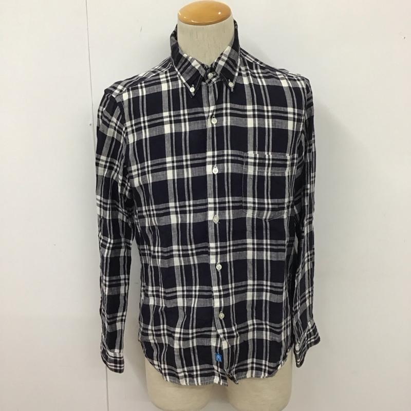 カトー KATO` シャツ、ブラウス 長袖 BS511614 141001 リネン S チェック 紺 / ネイビー / X 白 / ホワイト /  メンズ USED 古着 中古 10111828