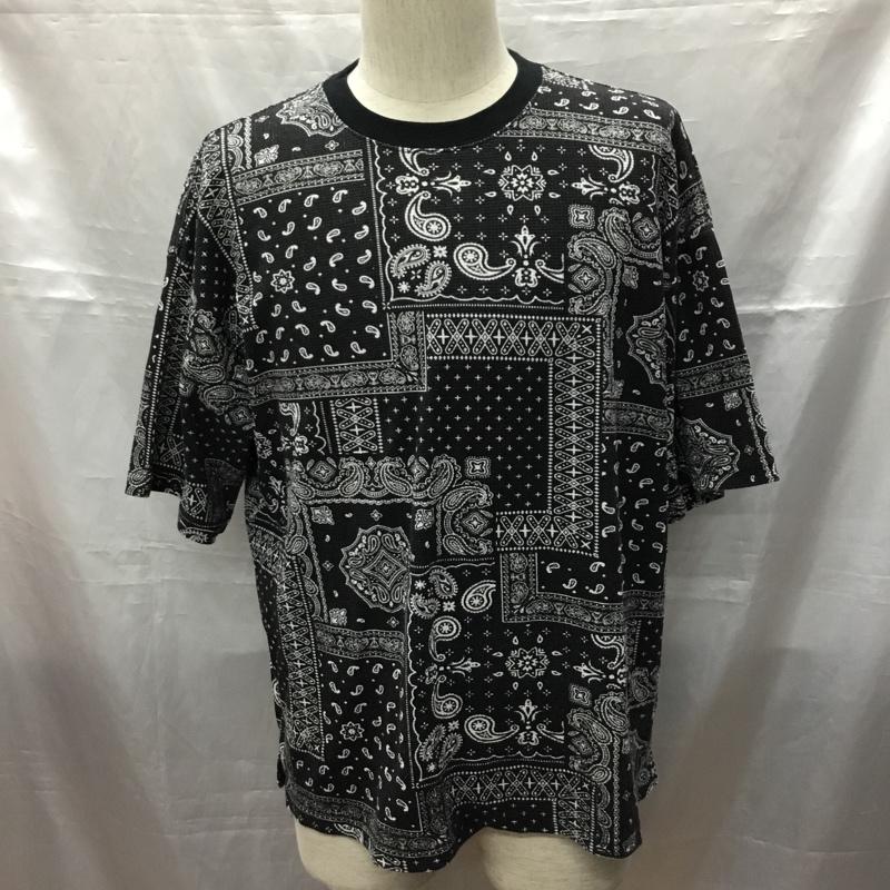 ナノユニバース nano・universe Tシャツ 半袖 668-1124048 半袖Tシャツ プリントTシャツ M 総柄 黒 / ブラック /  メンズ USED 古着 中古 10115773