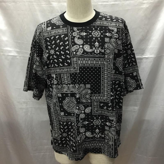 ナノユニバース nano・universe Tシャツ 半袖 668-1124048 半袖Tシャツ プリントTシャツ M 総柄 黒 / ブラック /  メンズ USED 古着 中古 10115773