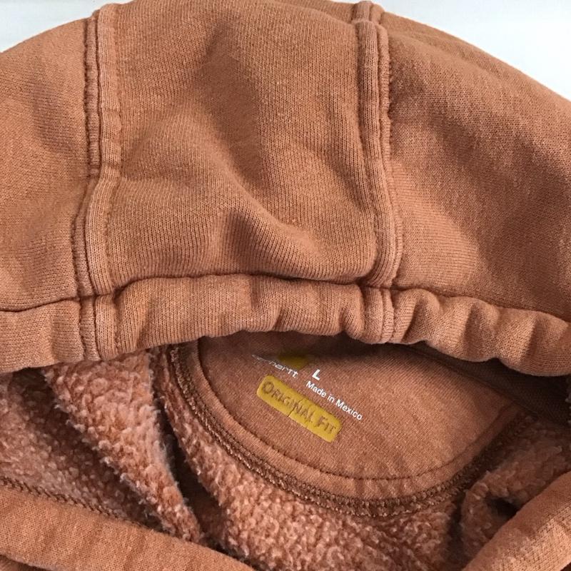 カーハート Carhartt パーカー 長袖 L ロゴ、文字 茶 / ブラウン /  メンズ USED 古着 中古 10124518