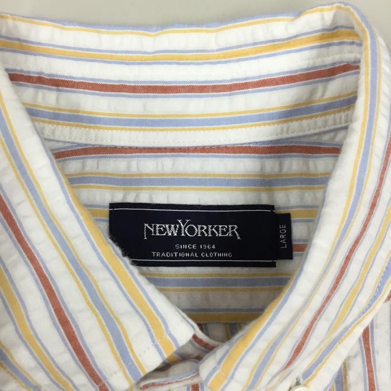 ニューヨーカー NEWYORKER シャツ、ブラウス 半袖 半袖シャツ カラーシャツ 半袖カットソー ストライプシャツ L ストライプ マルチカラー / マルチカラー /  メンズ USED 古着 中古 10115822