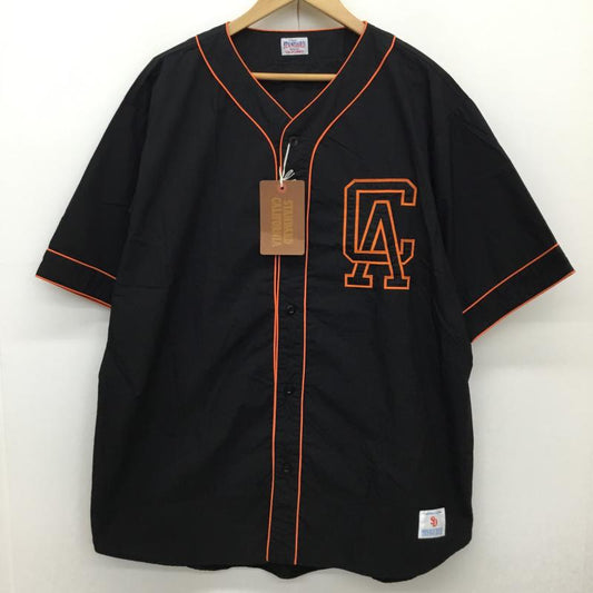 スタンダード カリフォルニア STANDARD CALIFORNIA シャツ、ブラウス 半袖 Baseball Shirt ベースボールシャツ XL ロゴ、文字 黒 / ブラック / X 橙 / オレンジ /  メンズ USED 古着 中古 10136535