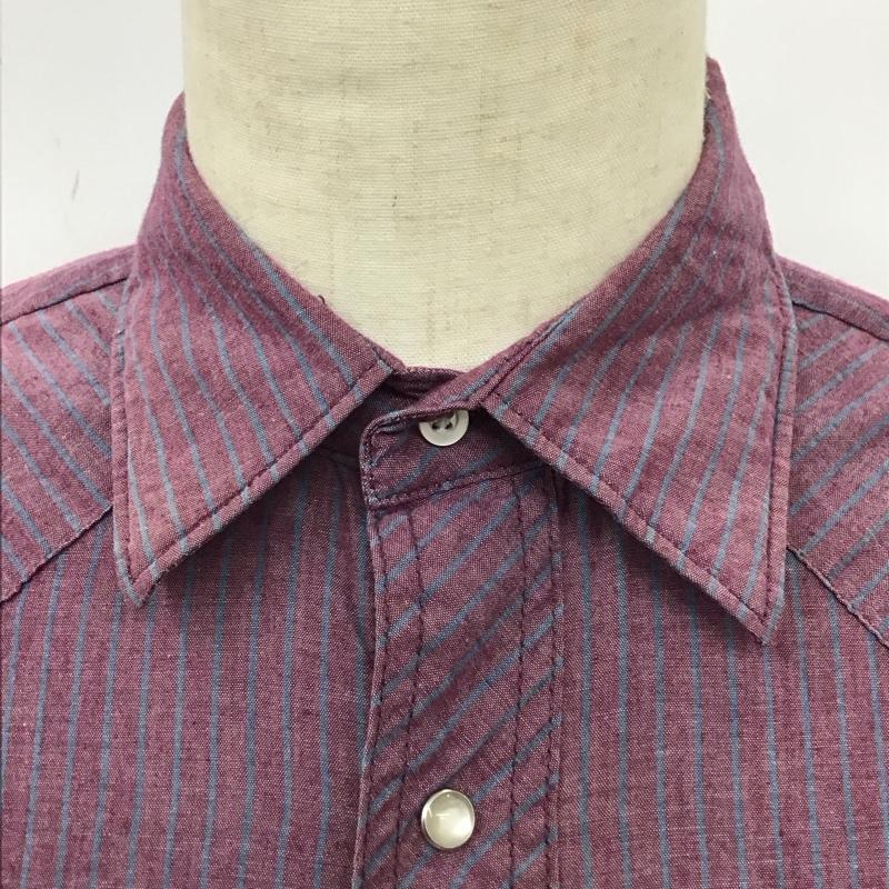 ラングラー Wrangler シャツ、ブラウス 長袖 ウエスタンシャツ ストライプ 紫 / パープル / X 紺 / ネイビー /  メンズ USED 古着 中古 10116463