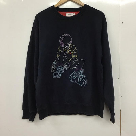 グラニフ graniph トレーナー 長袖 長袖トレーナー スウェット クルーネック プルオーバー L 刺繍 紺 / ネイビー /  メンズ USED 古着 中古 10149015
