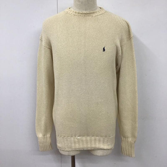 ポロバイラルフローレン Polo by RALPH LAUREN ニット、セーター 長袖 長袖ニットカットソー ニット セーター クルーネックニット M ロゴ、文字 ベージュ / ベージュ /  メンズ USED 古着 中古 10114977