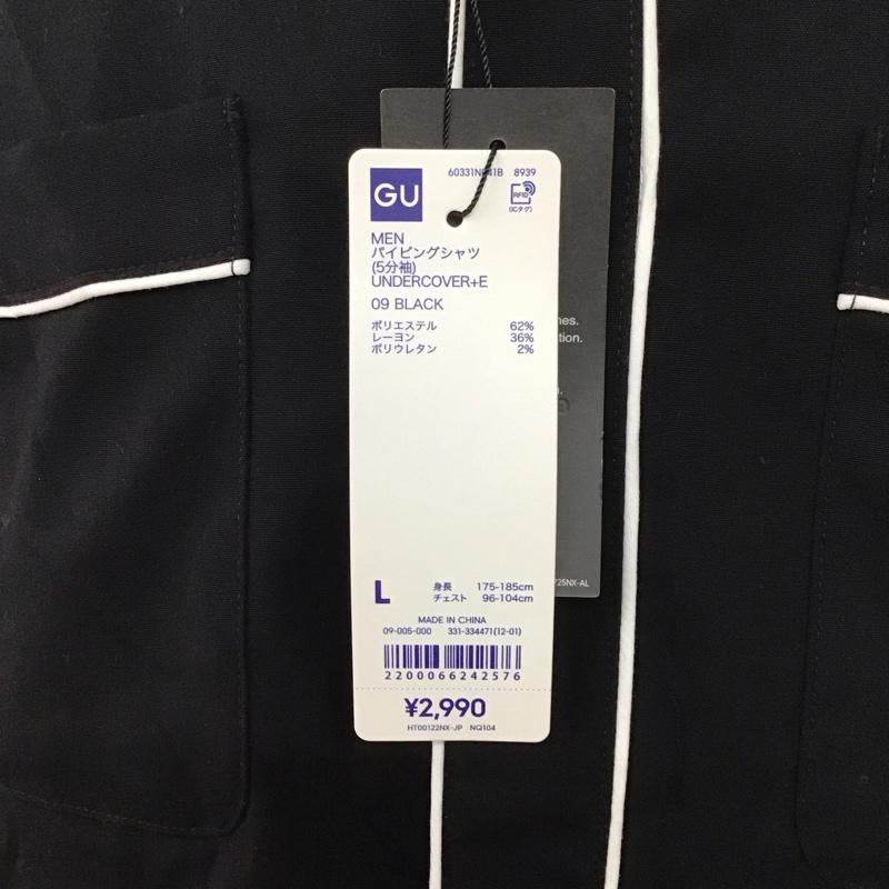 ジーユー GU シャツ、ブラウス 半袖 半袖シャツ 無地シャツ ポケットシャツ L ロゴ、文字 黒 / ブラック /  メンズ USED 古着 中古 10127086