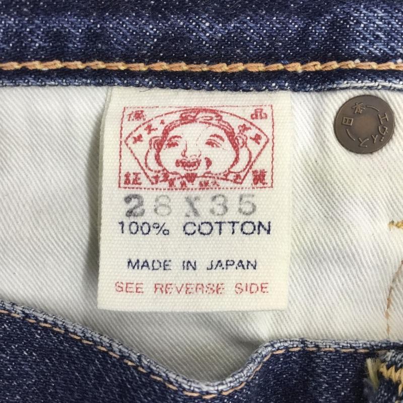 エヴィス EVISU パンツ デニム、ジーンズ 28 × 35 ジーパン 28インチ プリント 青 / ブルー /  メンズ USED 古着 中古 10109688