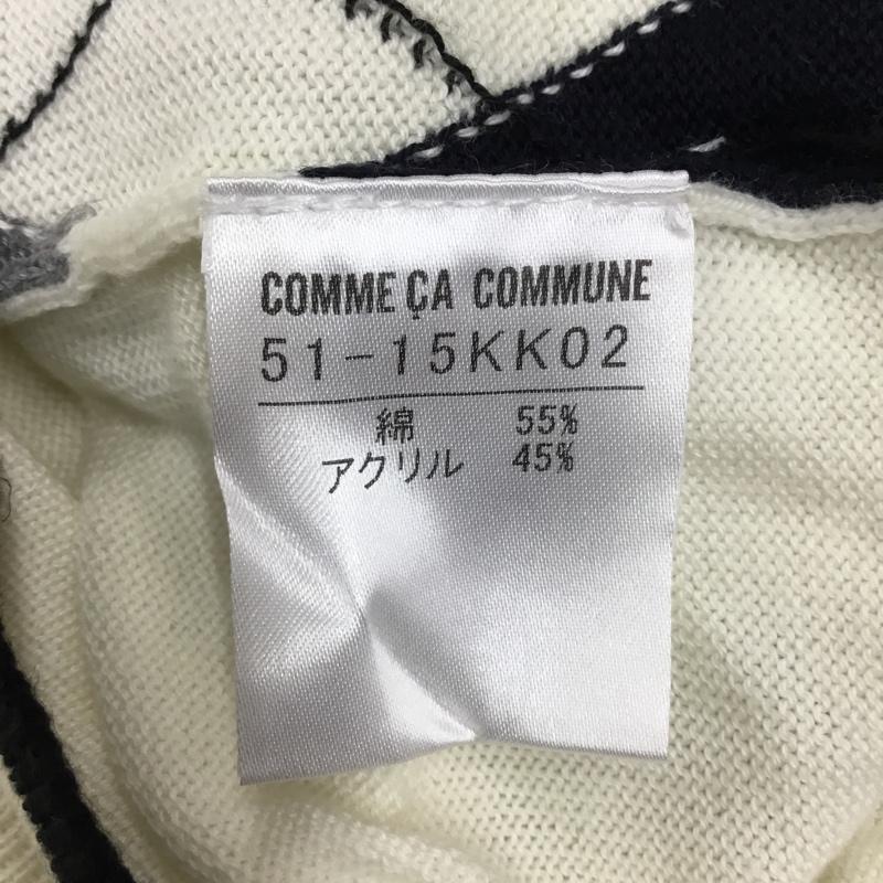 コムサコミューン COMME CA COMMUNE カーディガン 長袖 Vネック アーガイル L ワンポイント 白 / ホワイト / X 黒 / ブラック / X 灰 / グレー /  メンズ USED 古着 中古 10117809