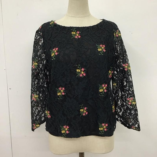 ザラ ZARA カットソー 七分袖 レース プルオーバー XS 刺繍 黒 / ブラック /  レディース USED 古着 中古 10126484