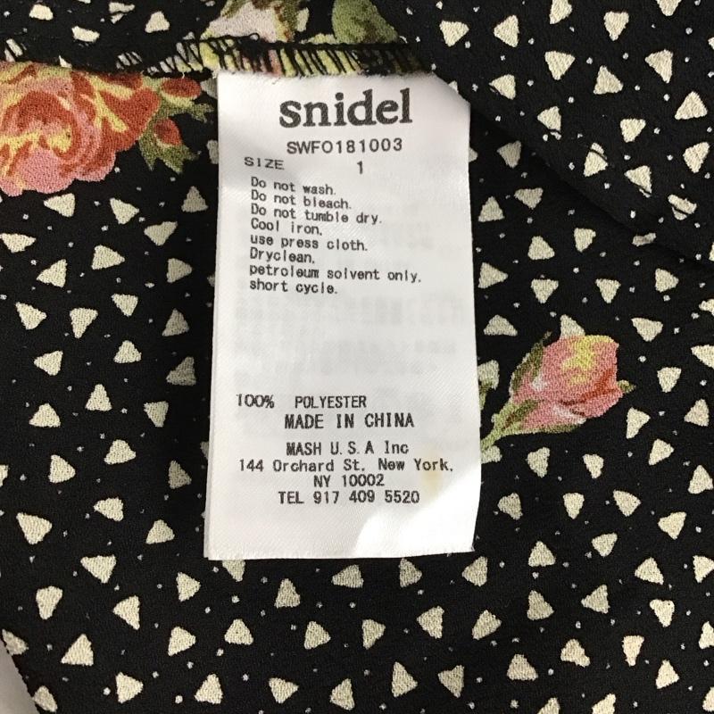 スナイデル SNIDEL ワンピース ロングスカート SWFO181003 カシュクールフリルミドルOP 半袖 1 花柄 黒 / ブラック /  レディース USED 古着 中古 10143106