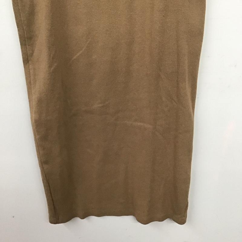ザラ ZARA ワンピース ロングスカート 3641 800 710 リブ 半袖 スクエアネック M 無地 茶 / ブラウン /  レディース USED 古着 中古 10145952
