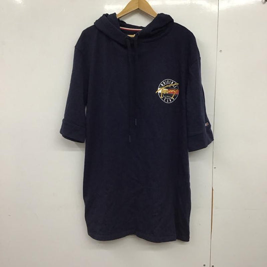 トミー ジーンズ TOMMY JEANS パーカー 半袖 半袖パーカーカットソー プルオーバーパーカー M ロゴ、文字 紺 / ネイビー /  メンズ USED 古着 中古 10147285