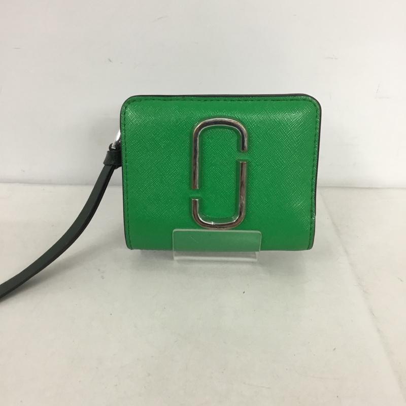 マークジェイコブス MARCJACOBS 財布 二つ折り バイカラー 2トーン L字ファスナー ワンポイント 緑 / グリーン / X カーキ / カーキ /  レディース USED 古着 中古 10142110