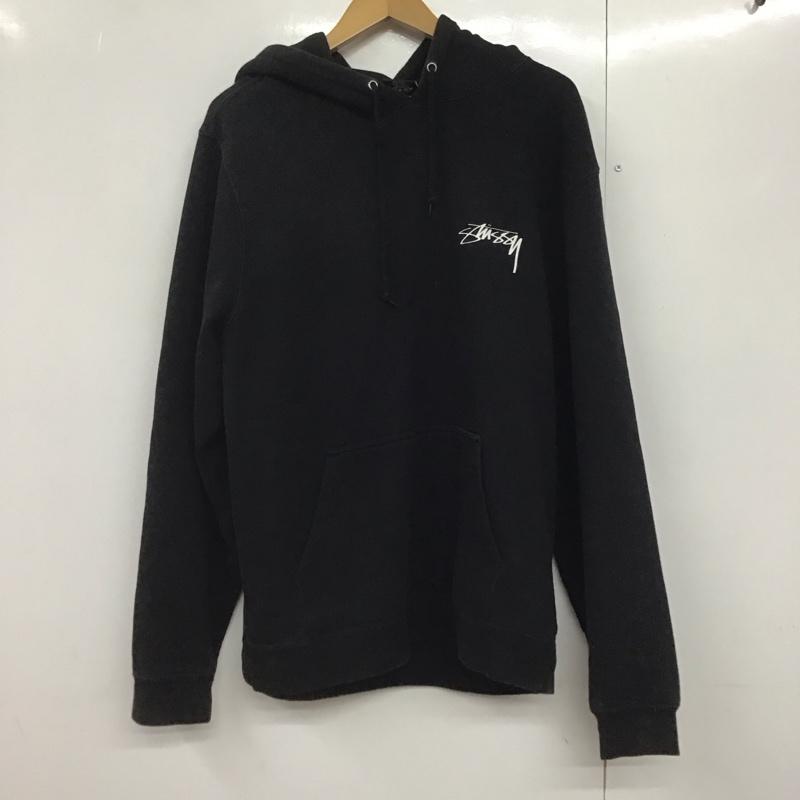 ステューシー STUSSY パーカー 長袖 長袖パーカー プルオーバーパーカー スウェット L ロゴ、文字 黒 / ブラック /  メンズ USED 古着 中古 10142614