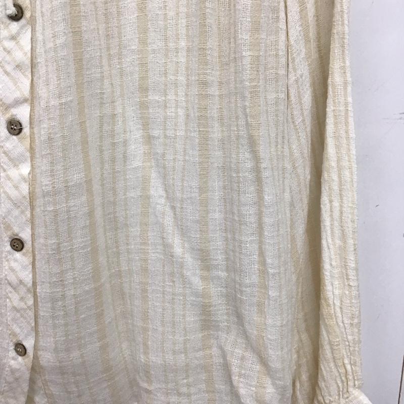 ザラ ZARA シャツ、ブラウス 長袖 M ストライプ 白 / ホワイト / X ベージュ / ベージュ /  レディース USED 古着 中古 10148785