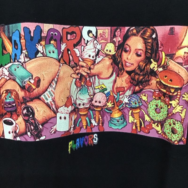 エロスティカ EROSTiKA Tシャツ 半袖 FLAVORS　フレーバーズ　フィギュア　Tシャツ XL プリント X ロゴ、文字 黒 / ブラック /  メンズ USED 古着 中古 10129931