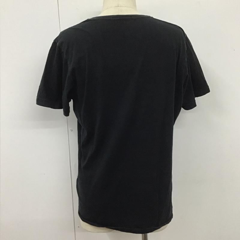 デンハム DENHAM カットソー 半袖 半袖カットソー プリントTシャツ Vネックカットソー L 無地 黒 / ブラック /  メンズ USED 古着 中古 10107252