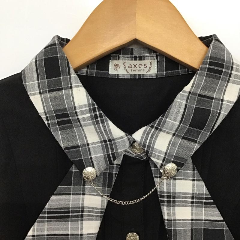 アクシーズファム axes femme シャツ、ブラウス 半袖 FREE 無地 黒 / ブラック /  レディース USED 古着 中古 10142924