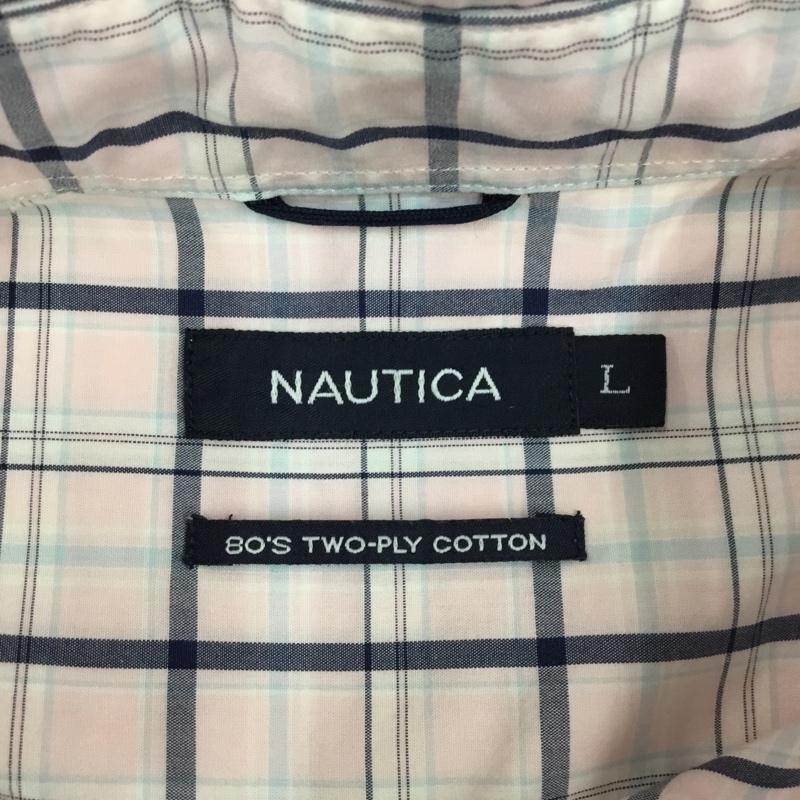 ノーティカ NAUTICA シャツ、ブラウス 半袖 NMW61002S ボタンダウン チェック L ワンポイント 桃 / ピンク / X 白 / ホワイト / X 紺 / ネイビー / X 水色 / ライトブルー /  メンズ USED 古着 中古 10109630