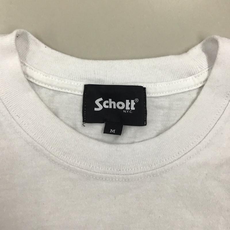 ショット schott Tシャツ 半袖 半袖カットソー プリントTシャツ クルーネックカットソー M プリント 白 / ホワイト /  メンズ USED 古着 中古 10120537