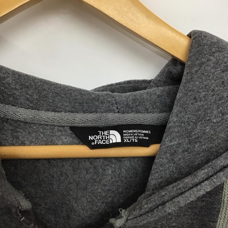 ザノースフェイス THE NORTH FACE パーカー 長袖 裏起毛 フルジップ XL ロゴ、文字 灰 / グレー /  レディース USED 古着 中古 10142307