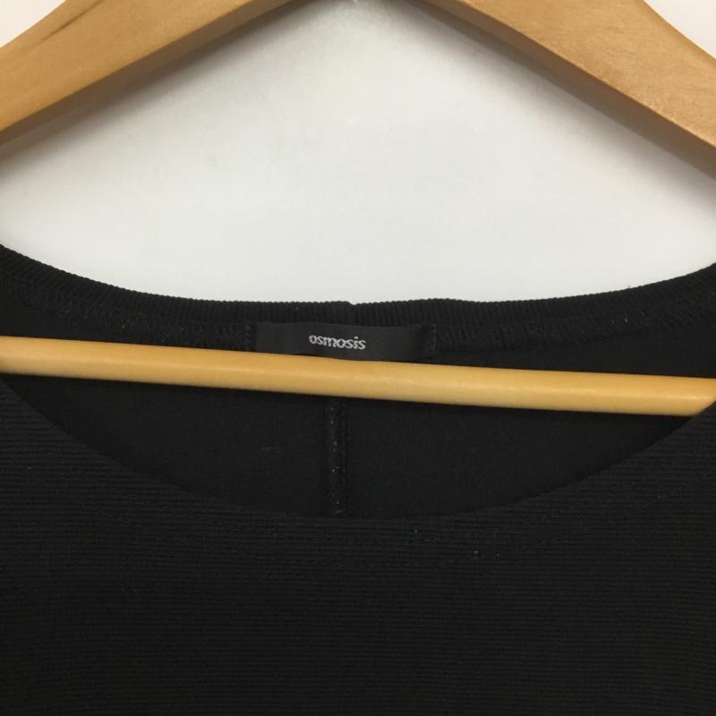 オズモーシス OSMOSIS ワンピース ひざ丈スカート 790006-320 サイドスリット 長袖 ONE SIZE 無地 黒 / ブラック /  レディース USED 古着 中古 10144639