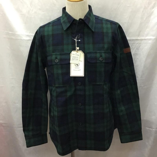 エーグル AIGLE シャツ、ブラウス 長袖 L チェック 緑 / グリーン /  メンズ USED 古着 中古 10112785