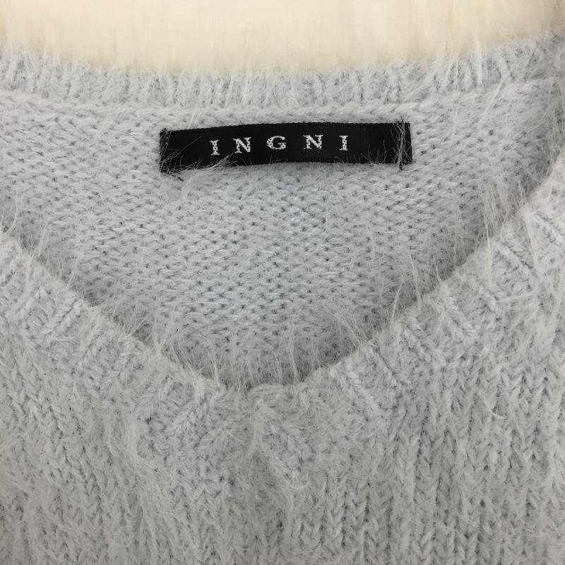 イング INGNI ニット、セーター 長袖 174-942051-01 M 無地 水色 / ライトブルー /  レディース USED 古着 中古 10142219