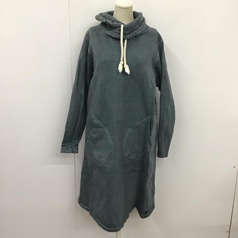 グッドオン Good On ワンピース ひざ丈スカート 裏起毛 スウェットワンピース 長袖 S 無地 青 / ブルー /  レディース USED 古着 中古 10123228