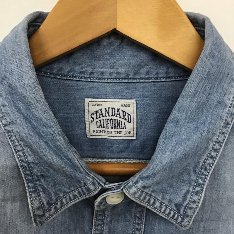 スタンダード カリフォルニア STANDARD CALIFORNIA シャツ、ブラウス 長袖 長袖シャツ 無地シャツ カラーシャツ デニムシャツ L ロゴ、文字 インディゴ / インディゴ /  メンズ USED 古着 中古 10130907