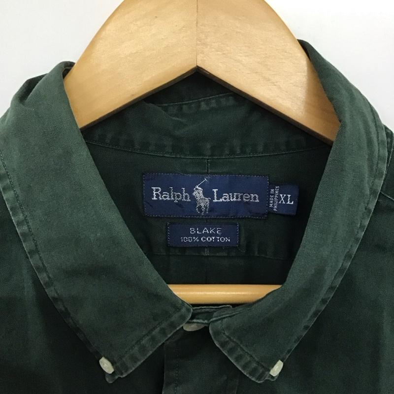 ラルフローレン RALPHLAUREN シャツ、ブラウス 長袖 長袖シャツ 無地シャツ カラーシャツ ボタンダウンシャツ XL ロゴ、文字 緑 / グリーン /  メンズ USED 古着 中古 10142598