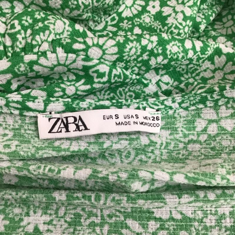 ザラ ZARA ワンピース ロングスカート 半袖ロングワンピース カジュアルワンピース フレアスカート S 総柄 X 花柄 白 / ホワイト / X 緑 / グリーン /  レディース USED 古着 中古 10112120