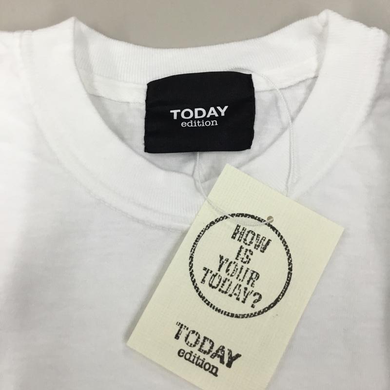 トゥデイエディション TODAY edition Tシャツ 半袖 半袖カットソー プリントTシャツ クルーネックカットソー M ロゴ、文字 白 / ホワイト /  メンズ USED 古着 中古 10112328