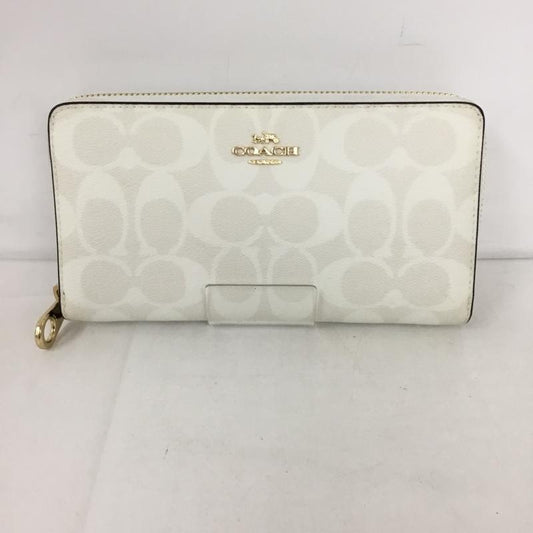 コーチ COACH 財布 長財布 ラウンドファスナー C4452 ロング ジップ アラウンド ウォレット シグネチャー ロゴ、文字 オフホワイト / オフホワイト /  レディース USED 古着 中古 10129599