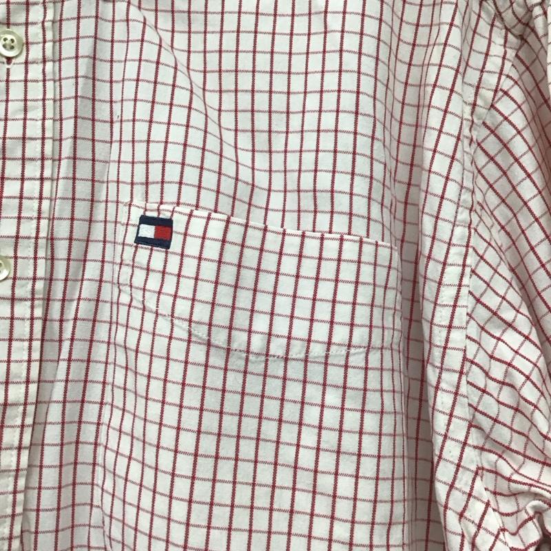 トミーヒルフィガー TOMMY HILFIGER シャツ、ブラウス 長袖 長袖シャツ チェックシャツ カラーシャツ ボタンダウンシャツ M チェック 白 / ホワイト / X 赤 / レッド /  メンズ USED 古着 中古 10148097