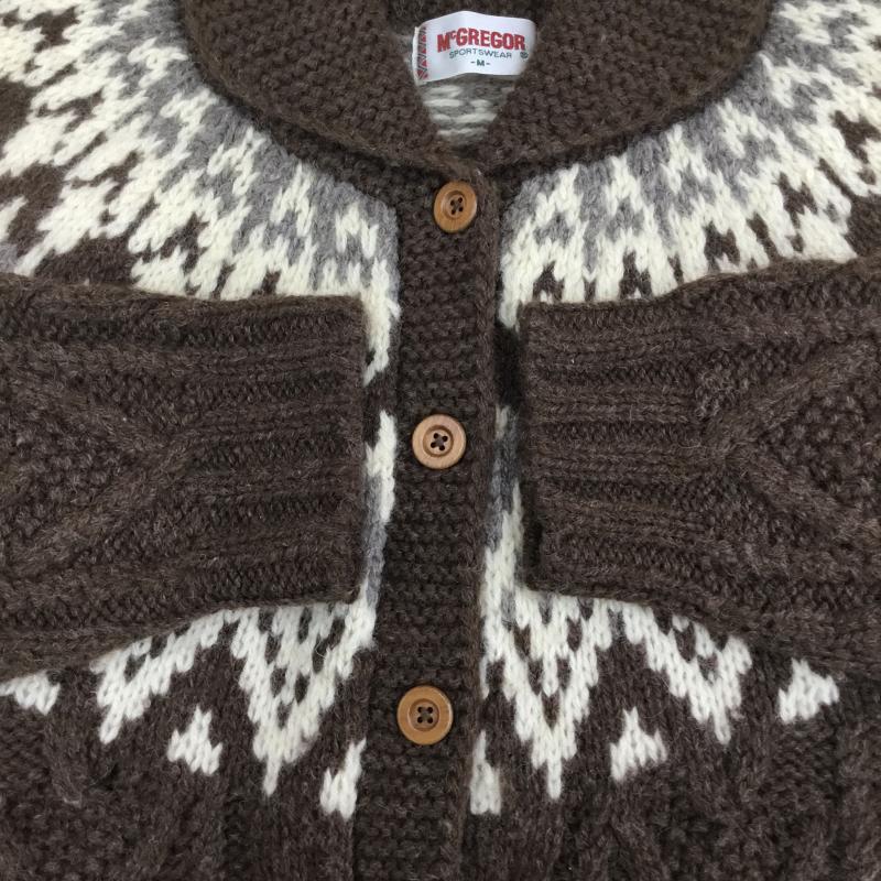 マックレガー McGREGOR カーディガン 長袖 M ノルディック柄 茶 / ブラウン /  レディース USED 古着 中古 10137716