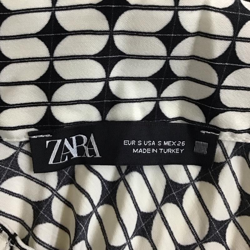 ザラ ZARA スカート ロングスカート 3564 216 064 プリーツスカート ベルト付き S 総柄 黒 / ブラック / X アイボリー / アイボリー /  レディース USED 古着 中古 10118500