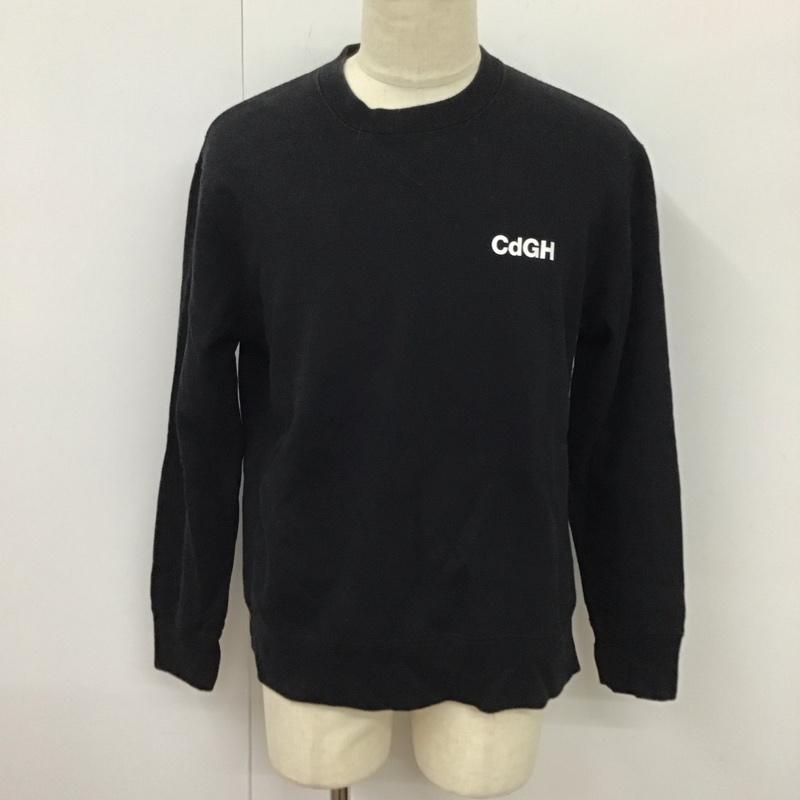 コムデギャルソンオム COMME des GARCONS HOMME トレーナー 長袖 長袖トレーナー スウェット クルーネック リブスウェットカットソー S ロゴ、文字 黒 / ブラック /  メンズ USED 古着 中古 10117630