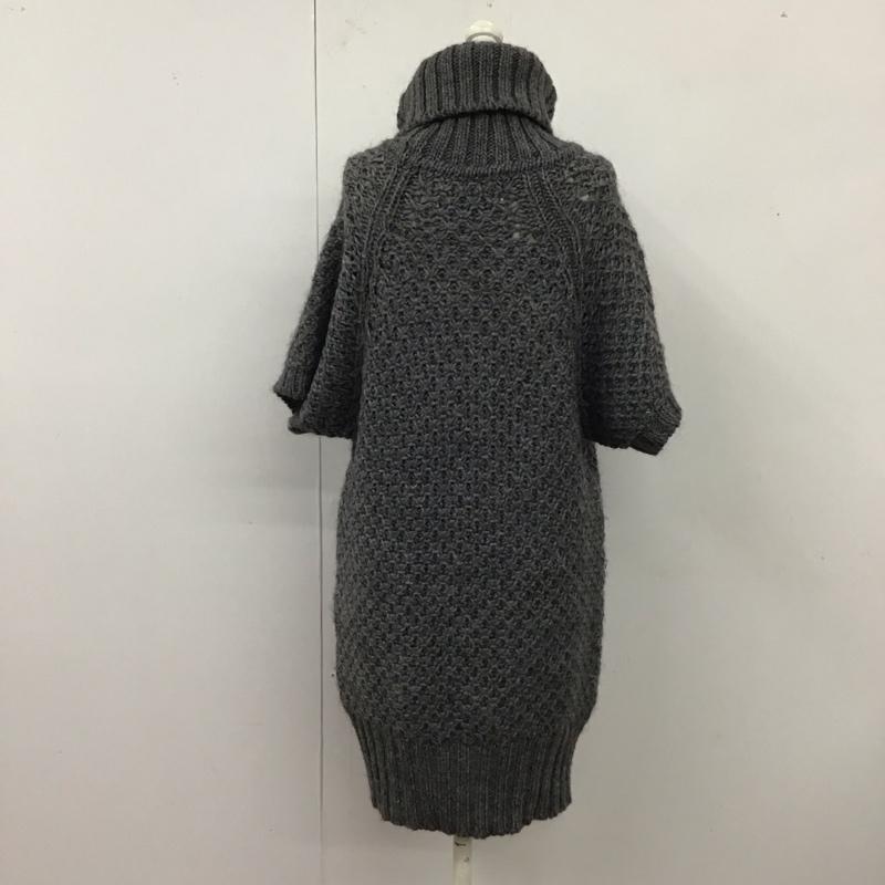 ザラニット ZARA KNIT ワンピース ひざ丈スカート ニットワンピース 半袖 タートルネック M 無地 灰 / グレー /  レディース USED 古着 中古 10119627