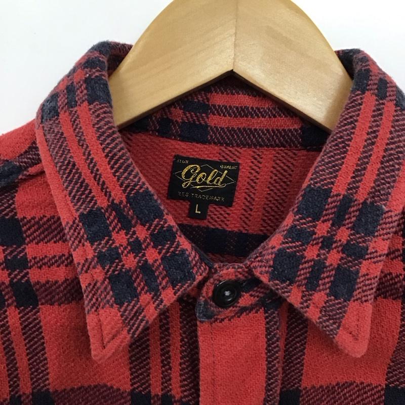 ゴールド GOLD シャツ、ブラウス 長袖 長袖シャツ チェックシャツ カラーシャツ L チェック マルチカラー / マルチカラー /  メンズ USED 古着 中古 10130535