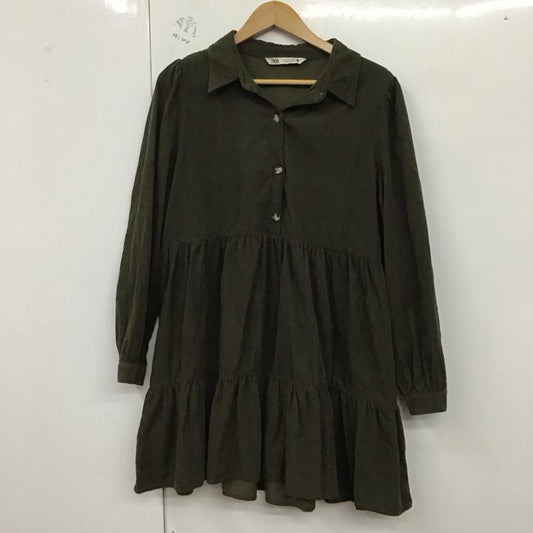 ザラ ZARA ワンピース ミニスカート L 無地 カーキ / カーキ /  レディース USED 古着 中古 10129823