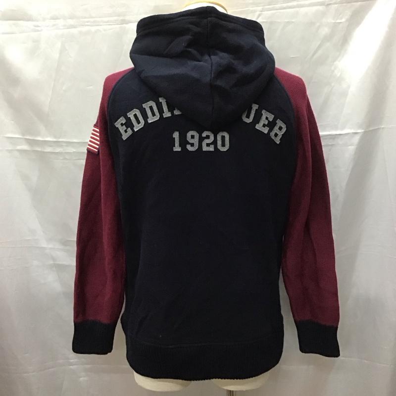 エディーバウアー Eddie Bauer パーカー 長袖 ジップアップパーカー 長袖パーカー フード付きパーカー S ロゴ、文字 えんじ / ワインレッド / X 紺 / ネイビー /  メンズ USED 古着 中古 10110752