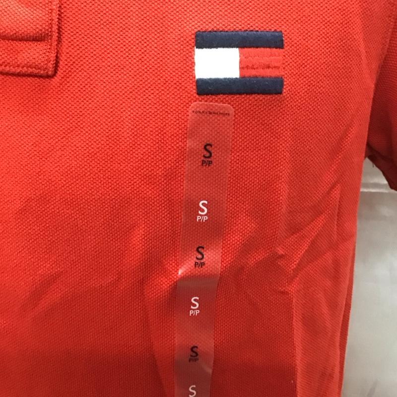 トミーヒルフィガー TOMMY HILFIGER ポロシャツ 半袖 半袖カットソー 半袖ポロシャツ カラーシャツ S ロゴ、文字 赤 / レッド /  メンズ USED 古着 中古 10111035