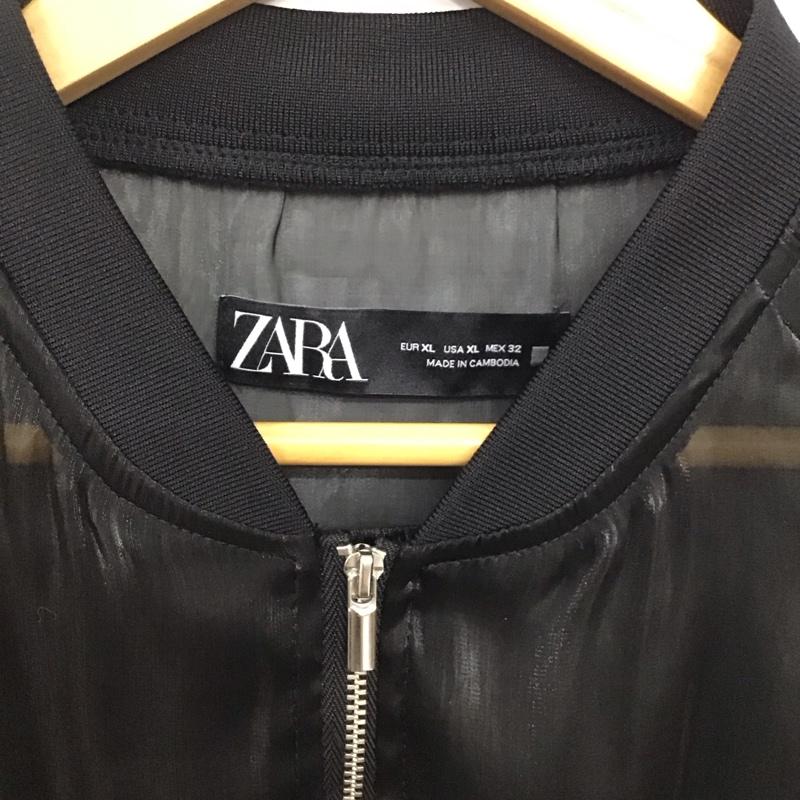 ザラ ZARA ジャケット、上着 ジャンパー、ブルゾン 4968/024/800 シアーブルゾン XL 無地 黒 / ブラック /  レディース USED 古着 中古 10138019