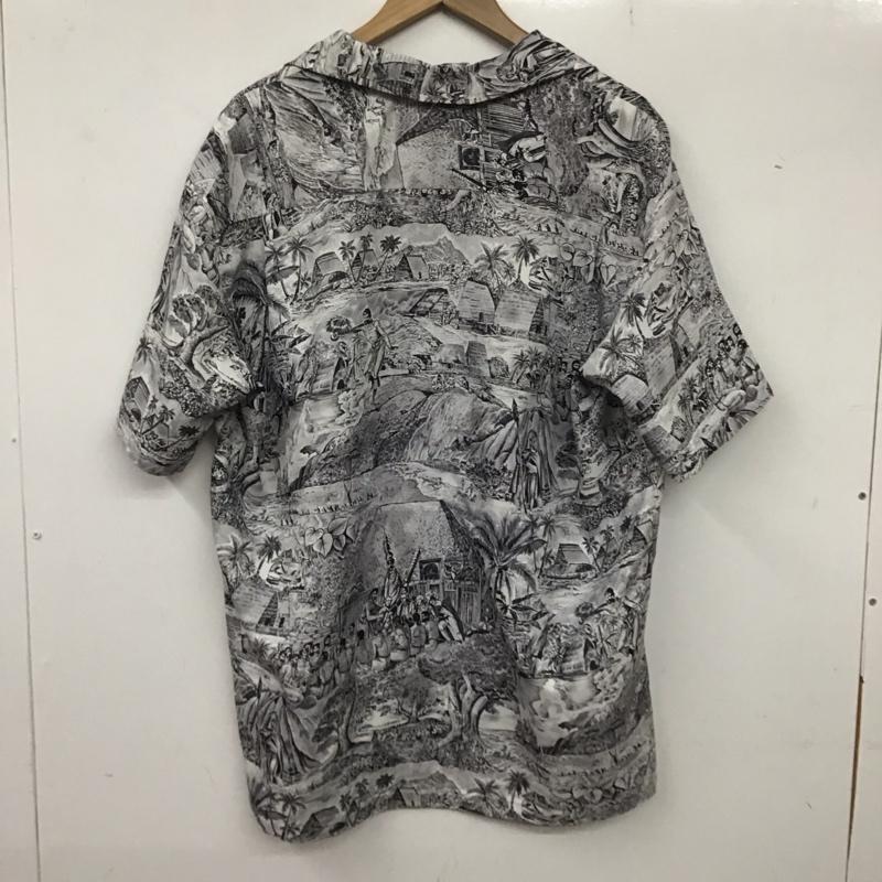 シアーズ SEARS シャツ、ブラウス 半袖 半袖シャツ プリントシャツ ポケットシャツ アロハシャツ プリント 白 / ホワイト / X 黒 / ブラック /  メンズ USED 古着 中古 10135963